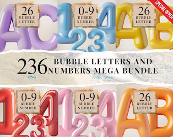 Letters and Numbers Mega Bundle Clipart Pink, Blue, Yellow, Orange, Green, Lilac, Red and Black PNG | Commercial Use Clipart