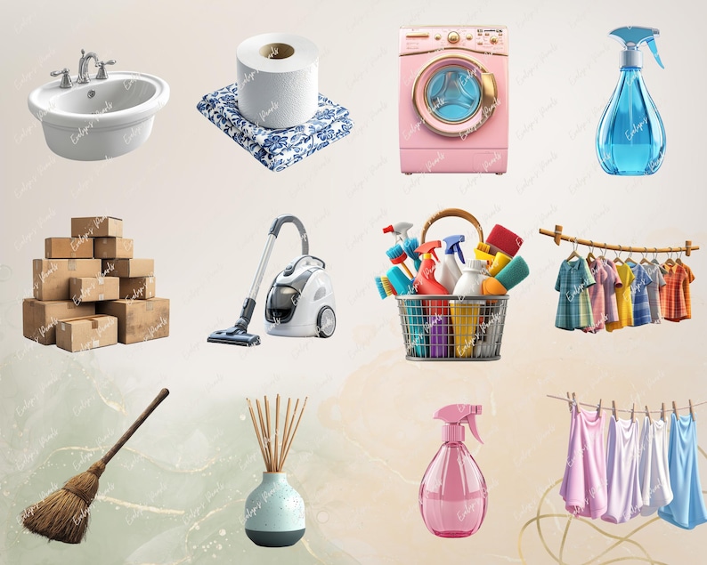 Städning Clipart Vårstädning PNG Städmaterial Clipart Städning, Hemsysslor, Planerare PNG | Kommersiellt bruk Clipart Transparent bild 6