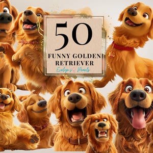 面白い犬のPNG ゴールデンレトリバーのクリップアート ユーモラスな犬のPNG 動物のクリップアート 昇華グラフィック ペットPNG | 商用利用の透明なクリップアート