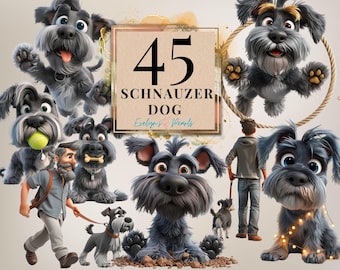 Dog Clipart Schnauzer Dog PNG Cute Dog Lovers Clipart Dog Breeds PNG Cartoon Dog Clipart Animal PNG | Commercial Use Clipart Transparent