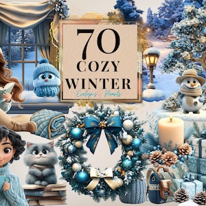 Winter Clipart Cozy Winter Decor Festive Winter PNG Holidays Decor Clipart Winter Journal PNG Snowman | Commercial Use Clipart Transparent