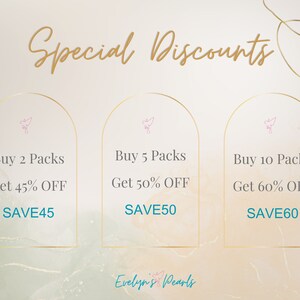May include: A promotional graphic with the text "Special Discounts" in gold script. It features three arched sections with offers: Buy 2 Packs, Get 45% OFF, Buy 5 Packs, Get 50% OFF, and Buy 10 Packs, Get 60% OFF. The text "SAVE45", "SAVE50", and "SAVE60" are in teal.