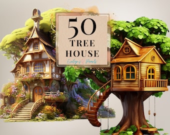 Tree House Clipart House PNG Playground Clipart Tree PNG Nursery Wall Art PNG Clipart Children Book | Commercial Use Clipart Transparent
