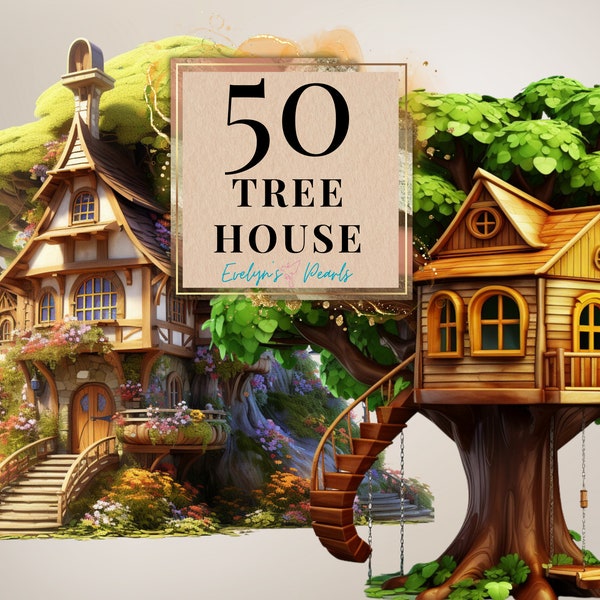 Tree House Clipart House PNG Playground Clipart Tree PNG Nursery Wall Art PNG Clipart Children Book | Commercial Use Clipart Transparent