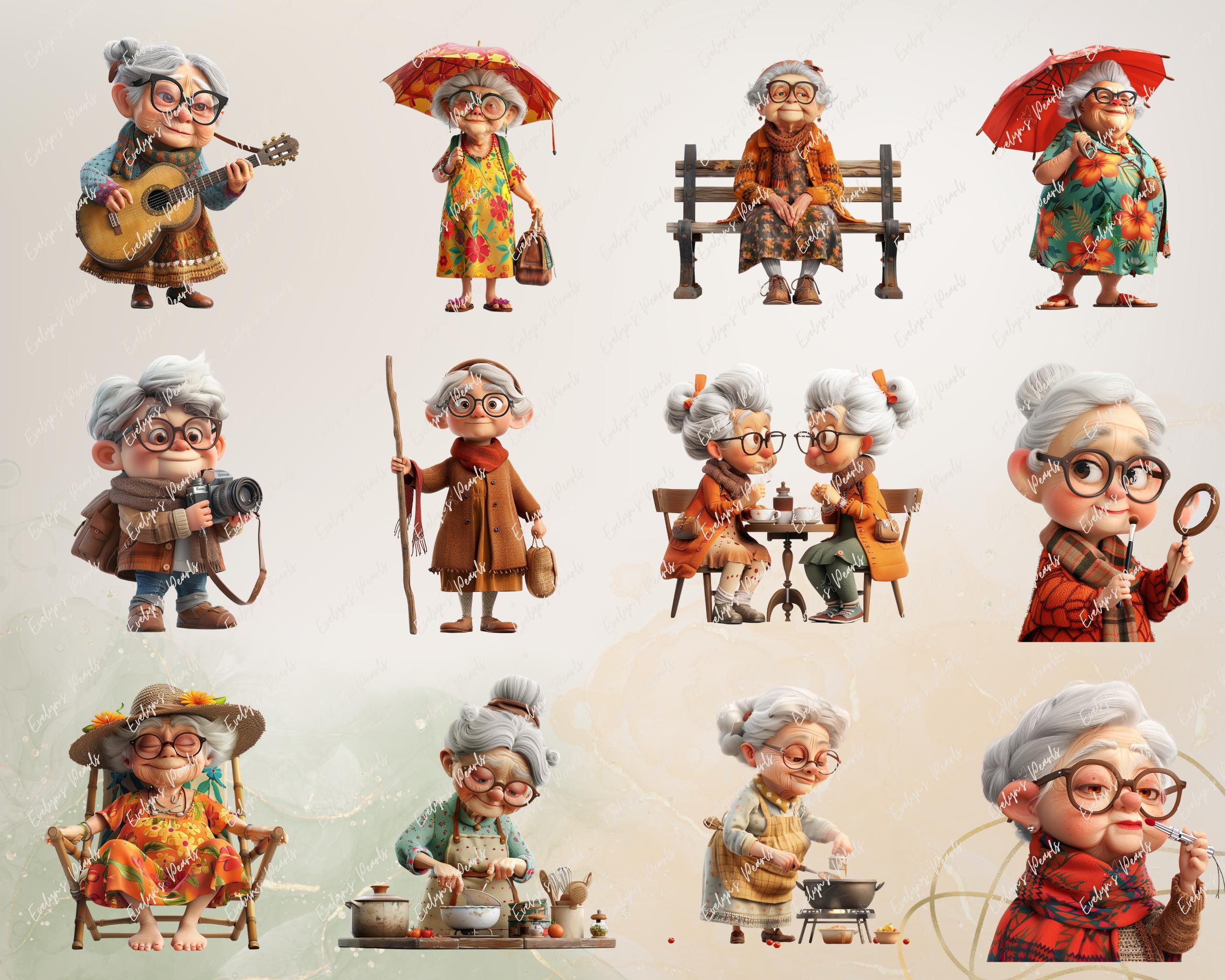 Old Lady Clipart Funny Old Grandma PNG Quirky Oldy Clipart Elderly ...