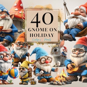 Gnome Clipart Lindo Gnomo en vacaciones Clipart Mágico Clipart Fiesta infantil PNG Cuento de hadas Clipart Dibujos animados Gnomo / Uso comercial Clipart