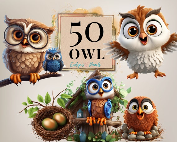 Owl Clipart Cute Owl Clipart Bird Clipart Forest Birds PNG Woodland Animal Clipart Night Bird PNG Bird |Commercial Use Clipart Transparent