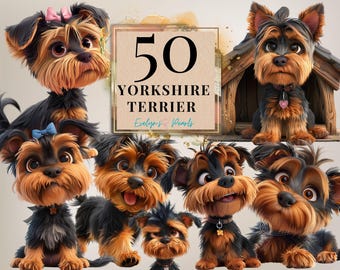 Dog Clipart Yorkshire Terrier PNG Dog Lovers Clipart Cute Dog Breeds PNG Cartoon Dog Clipart Animal PNG | Commercial Use Clipart Transparent