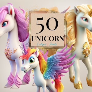 Einhorn Clipart Magisches Pferd Clipart Niedliches Einhorn Clipart Tier Clipart Fantasy Pferd PNG Ponys | Kommerzielle Nutzung Clipart Transparent