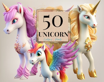 Unicorn Clipart Magical Horse Clipart Cute Unicorn Clipart Animal Clipart Fantasy Horse PNG Ponies | Commercial Use Clipart Transparent
