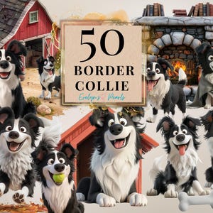 Dog Clipart Border Collie Dog PNG Dog Lovers Clipart Dog Breeds PNG Cartoon farm Dog Clipart Animal PNG | Commercial Use Clipart Transparent