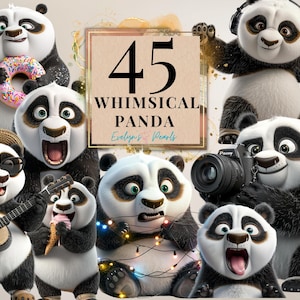 Clipart de panda caprichoso Panda peculiar PNG Clipart de animales de safari Vida silvestre Caprichosa Sublimación Dibujos animados / Uso comercial Clipart Transparente