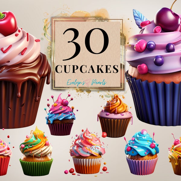 Cupcake Clipart Mix Cupcakes Clipart Cute Cupcake PNG Food Clipart Sweet PNG Dessert Clipart Cartoon | Commercial Use Clipart Transparent