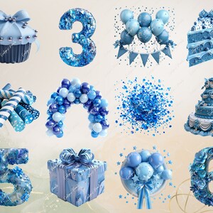 Blue Party Clipart Birthday Clipart Blue Balloon Clipart Children Party ...