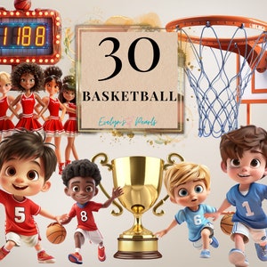 Clipart de basquete Esportes PNG Jogo de basquete Clipart Jogadores azuis PNG Jogadores vermelhos Clipart Decoração de festa infantil | Uso comercial Clipart