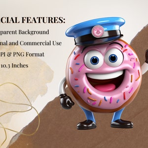 Doughnut Clipart Happy Doughnut Clipart Cute Doughnut PNG Food Clipart Sweet PNG Dessert Clipart Kids | Commercial Use Clipart Transparent image 2
