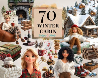 Winter cabine clipart gezellige meisjes png open haarden, dekens, besneeuwde hutten, warme chocolademelk, winter retraite clipart, hoge kwaliteit transparante clipart