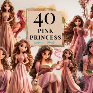 Prinzessin Clipart rosa Prinzessin PNG Märchen Clipart Kinderparty Clipart Magisches Königreich PNG Fantasie Clipart | Kommerzielle Nutzung Clipart