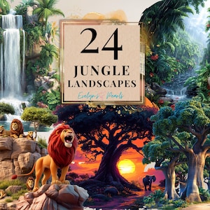 Jungle landschappen clipart bos PNG eiland clipart planten PNG natuur clipart bosrijke PNG boom clipart | Clipart transparant voor commercieel gebruik