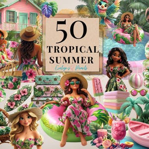 Tropical Summer Clipart Ilha Tropical PNG Natureza Clipart Praia Tropical PNG Verão Clipart Viagem PNG | Uso Comercial Clipart Transparente