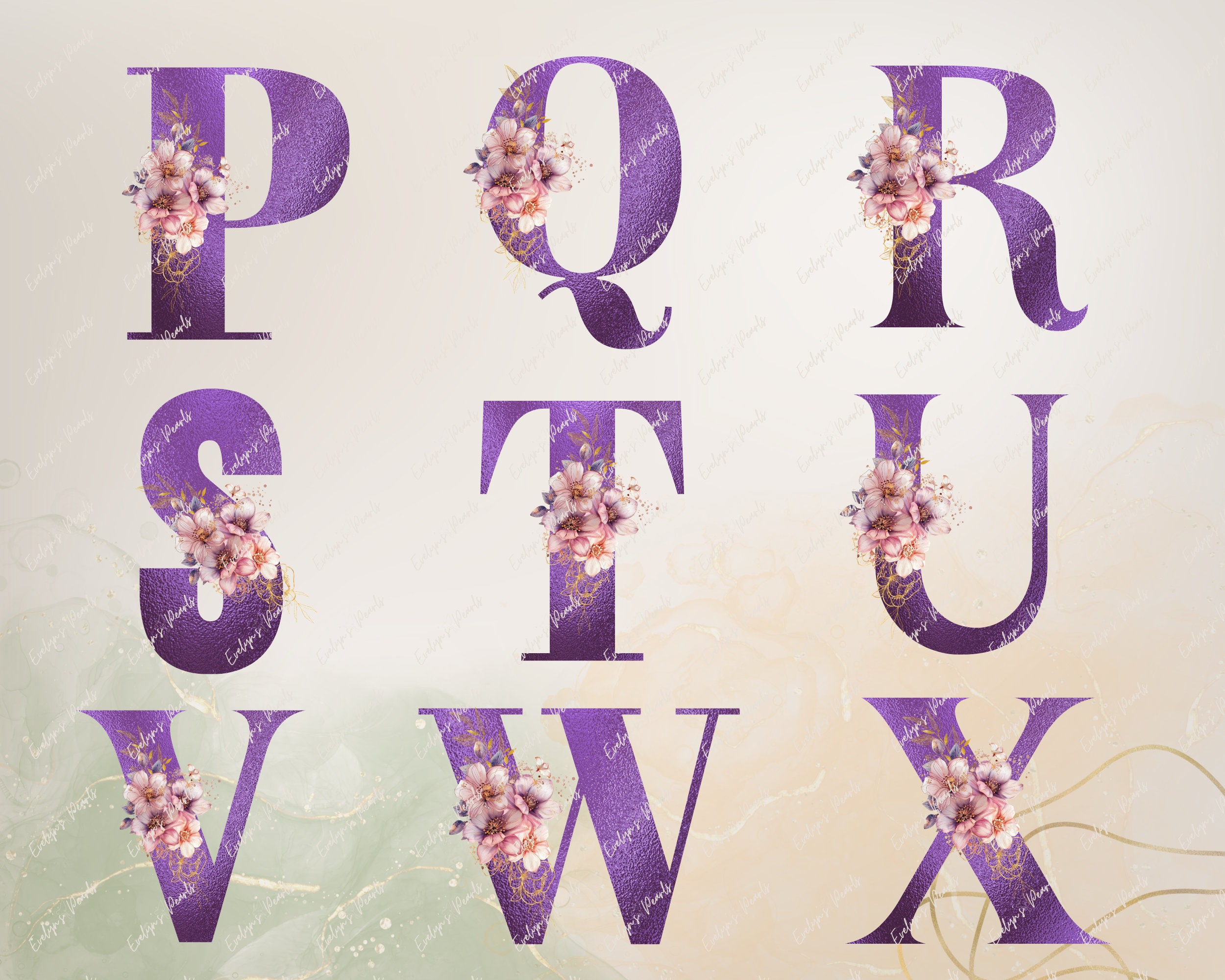 Letters Clipart Purple Foil Letter PNG Purple Floral Letters Clipart ...