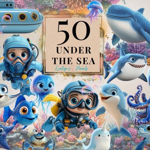 Onder de zee clipart oceaan PNG zee leven clipart zeedieren PNG kinderkamer muur kunst clipart kinderen png schattige duiker png | Clipart voor commercieel gebruik