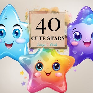 Schattige sterren clipart sterren hemel clipart vallende ster clipart kwekerij decor clipart Kids clipart ster PNG | Commercieel gebruik Clipart transparant