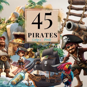 Clipart pirata Scrigno del tesoro PNG Clipart fiaba Tema equipaggio pirata Grafica cartone animato Festa per bambini PNG Clipart magico / Uso commerciale