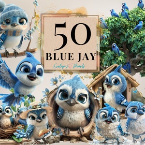 Vogel Clipart Blauhäher PNG Vogel Clipart Niedliches Tier PNG Cartoon Clipart Kinder PNG Floral Clipart | Kommerzielle Nutzung Clipart Transparent