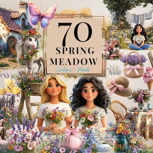 Frühling Wiese Clipart Blumen Frühling PNG Blumengarten Clipart Frühling PNG Frühling Scrapbooking Clipart | Kommerzielle Nutzung Clipart Transparent