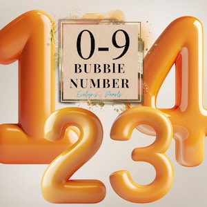 Clipart chiffres bulles 3D chiffres PNG 0-9 chiffres orange PNG anniversaire carte clipart PNG Scrapbook | Clipart à usage commercial transparent