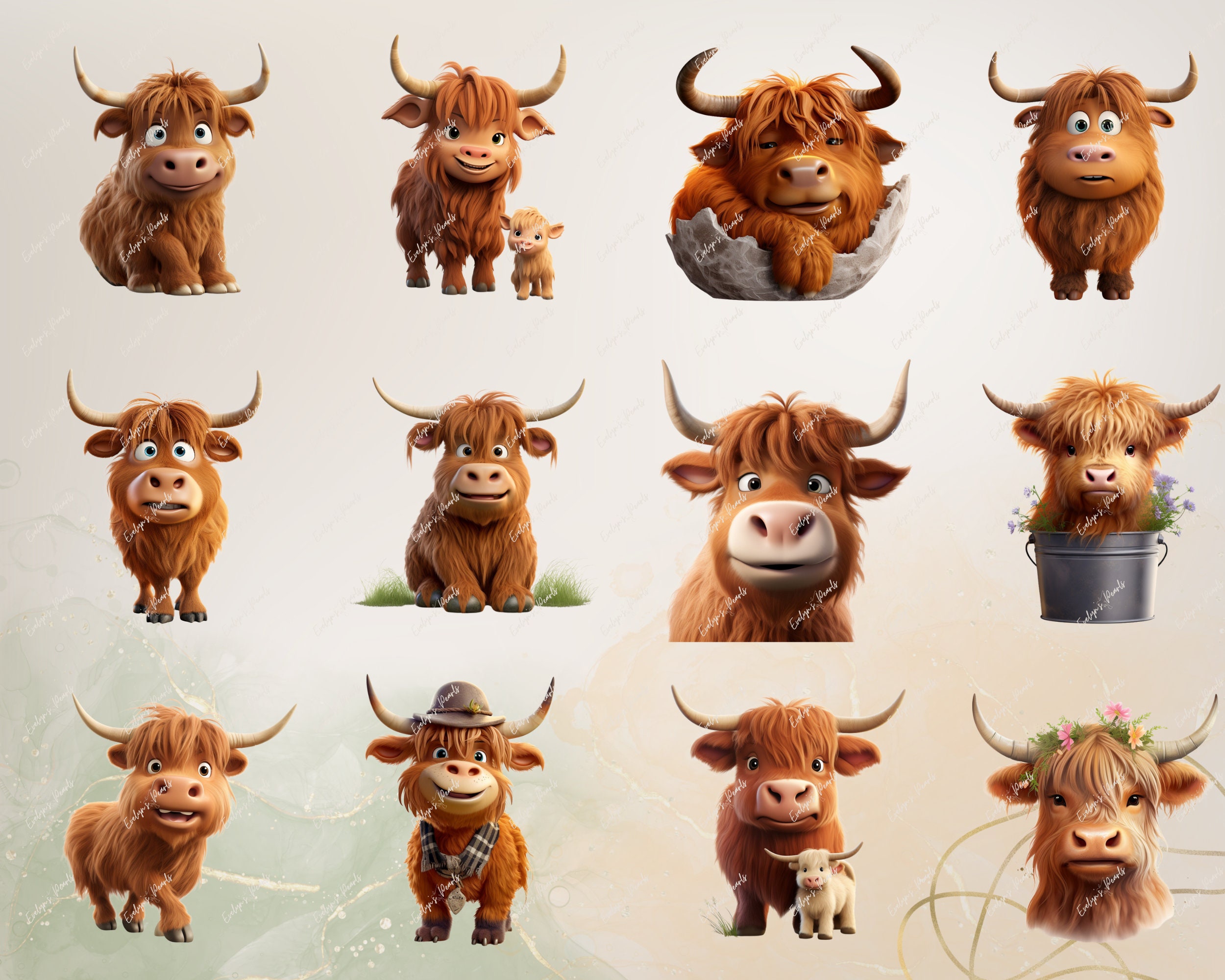 Highland Cow Clipart Farm Cow PNG Cute Floral Crown Clipart Cute Animal ...