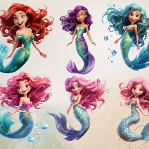 Mermaid Clipart Cute Mermaid PNG Sea Life Clipart Sea Creatures PNG Fairy Tale Clipart Under The Ocean | Commercial Use Clipart Transparent image 4