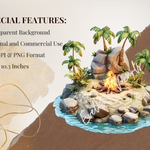 Tropisk ö PNG Natur Clipart tropisk strand PNG Sommar Clipart Resor PNG Vattenfall Clipart Hav | Kommersiellt bruk Clipart Transparent bild 2