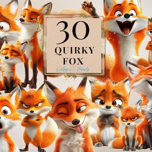Renard original Clipart renard drôle PNG animaux de la forêt Clipart sublimations originales graphiques renard lunatique PNG| Clipart à usage commercial transparent