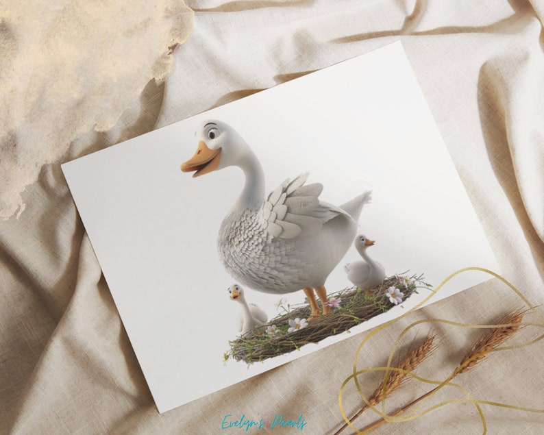 Goose Clipart Cute Goose PNG Bird Clipart Amazon Birds PNG Woodland Animal Clipart Nursery Wall Art PNG |Commercial Use Clipart Transparent image 7