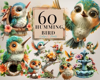 Humming Bird Clipart Bird PNG Woodland Bird Clipart Cute Animal Cartoon Clipart Kids PNG Spring Clipart | Commercial Use Clipart Transparent