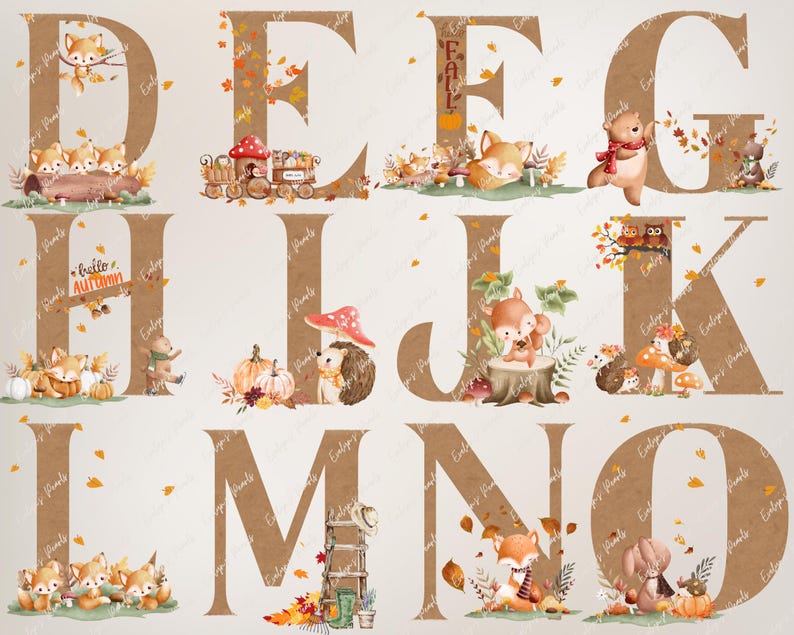Letters Clipart Autumn Letters PNG Animal Letters Clipart Fall PNG ...
