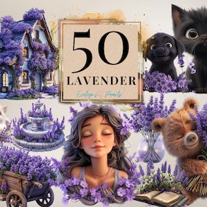 Lavendel Clipart Blumen PNG Pflanzen Clipart Garten PNG Frühling PNG Blumen Clipart Saisonale Dekor Clipart | Kommerzielle Nutzung Clipart Transparent
