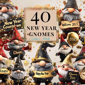 Neues Jahr Clipart Neues Jahr Gnome PNG Frohes Neues Jahr Clipart 2025 Feier Clipart Märchen Winter | Kommerzielle Nutzung Clipart Transparent
