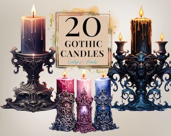 Gothic Candle Clipart Candles PNG Spooky Clipart Scary Clipart Gothic Party Candles PNG Spooky Decor | Commercial Use Clipart Transparent