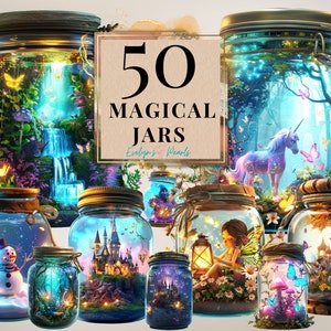 魔法の瓶のクリップアート ファンタジーの瓶 PNG 魔法の妖精の国のクリップアート 城 PNG 魔法の森のクリップアート 瓶の中の妖精 PNG | 商用利用のクリップアート