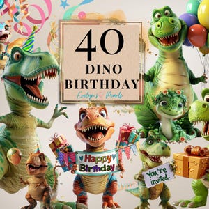 Clipart anniversaire anniversaire dinosaures Clipart fête d'anniversaire PNG carte Clipart fête d'enfants PNG T-Rex | Clipart à usage commercial transparent