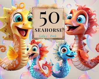 Seahorse Clipart Sea Life PNG Sea Creature Clipart Under The Ocean Clipart Cute Seahorse PNG Sea Animal | Commercial Use Clipart Transparent