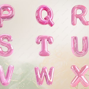 Roze Bubble Letters Clipart 26 Engels alfabet PNG Planner Clipart Scrapbook PNG kaart Clipart Sticker | Clipart transparant voor commercieel gebruik afbeelding 5