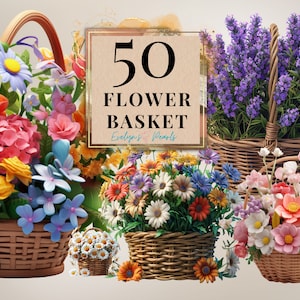 Blumen, Cliparts Blumen Korb Cliparts Frühling PNG Florale Cliparts Saisonales Dekor PNG Sommer Cliparts Gänseblümchen | Kommerzielle Nutzung Clipart Transparent