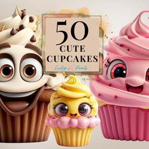 Cupcake Clipart Cute Cupcake PNG Cute Food Clipart Doce PNG Sobremesa Clipart Adesivo PNG Cartoon Clipart |Uso comercial Clipart Transparente