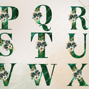 Letters Clipart Emerald Green Letter PNG Green Floral Letters Clipart ...