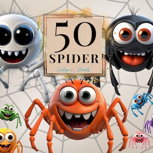 Spider Clipart Spooky Spider PNG Insect Clipart Scary Clipart Animal PNG Cartoon Clipart Cute Spider | Commercial Use Clipart Transparent