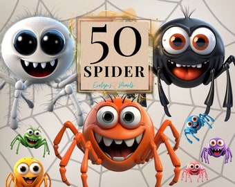 Spider Clipart Spooky Spider PNG Insect Clipart Scary Clipart Animal PNG Cartoon Clipart Cute Spider | Commercial Use Clipart Transparent